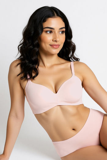 Buy Zivame Padded Non Wired 3/4Th Coverage T-Shirt Bra - Peach Whip
